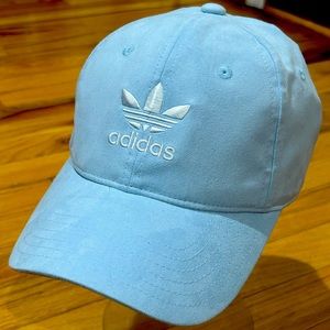 Adidas Hat Women’s Fit  Aero Blue Suede/white Wm Strap Back